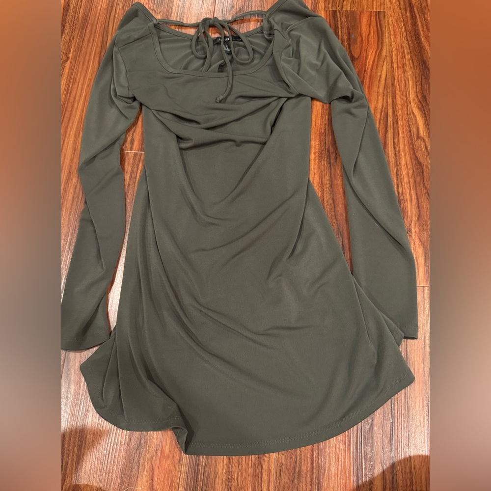 Forever 21 Olive Green Tie Front Dress